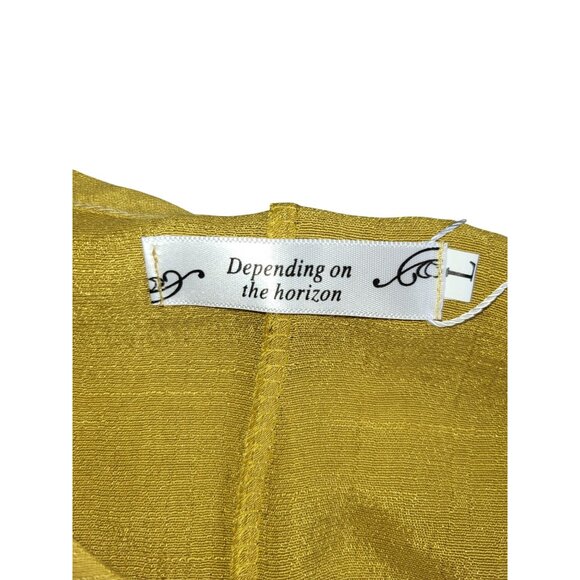 Yellow Asymmetrical Hem Long Sleeve Tunic Dress Large - Picture 6 of 7